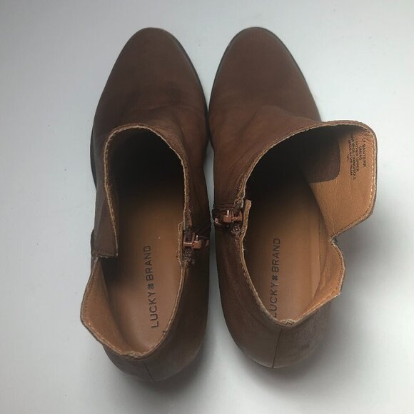 LUCKY BRAND Banterr Boots Women's Size 9 Brown Ankle Booties Leather Shoes - Picture 2 of 11
